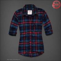 dames abercrombie fitch plaid lang overhemd rood blauw On Sale Goedkoop mh9vl488